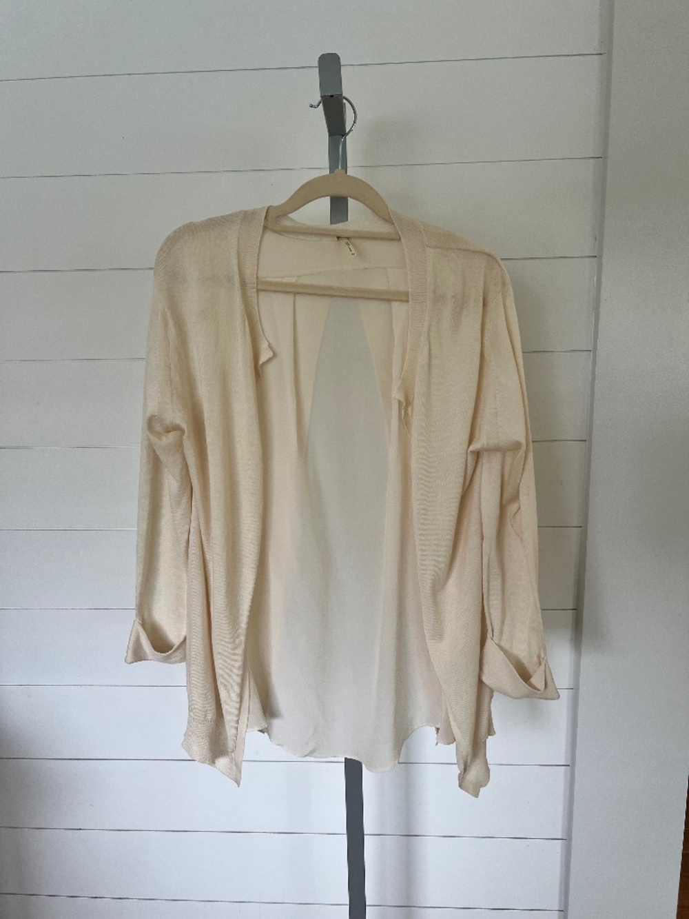 Margaret O’Leary Silk Cotton Cardigan Open Back Layer Cream XS S